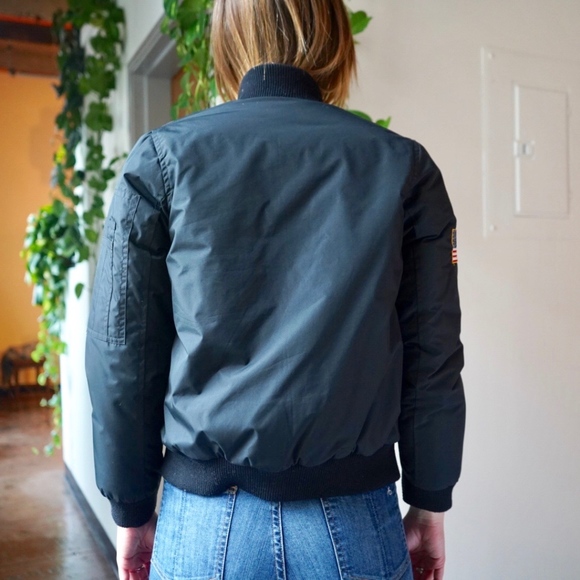 Black Puffy Jacket with Patches - Picture 2 of 3